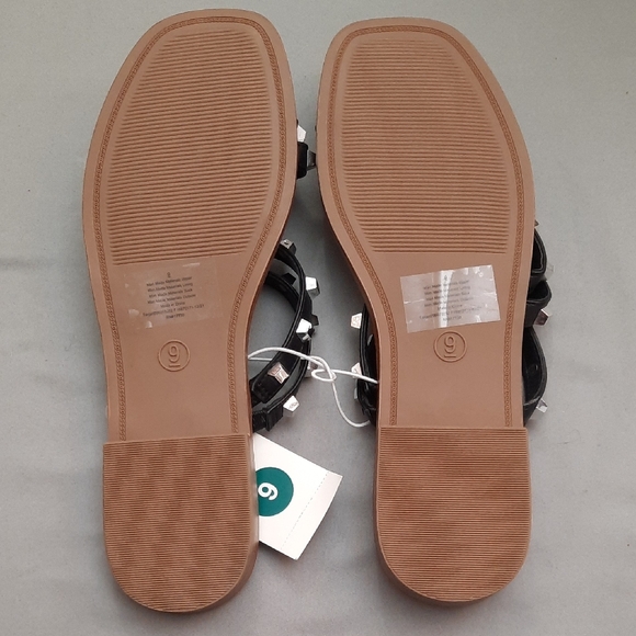 A New Day Black and Silver Studded Sandals - New With Tags - Size 9 - Picture 6 of 11